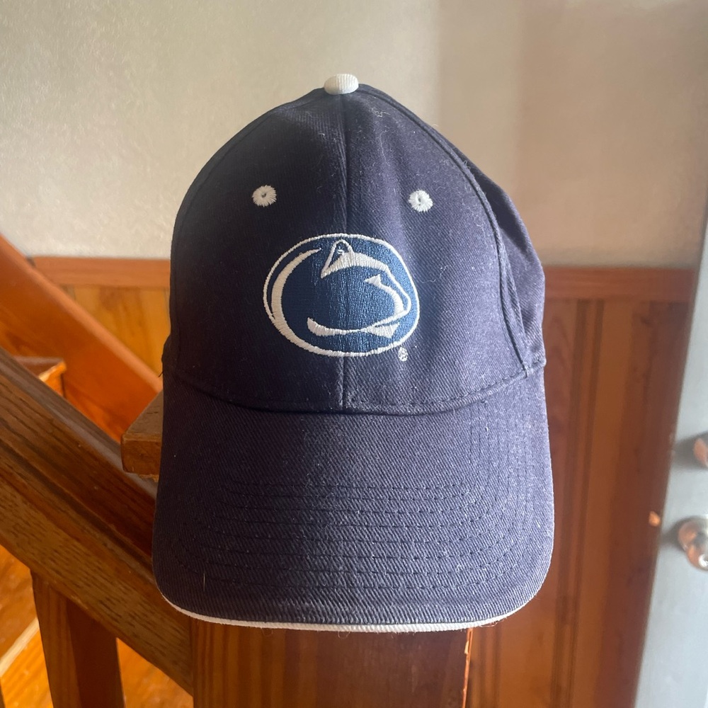 Penn State Navy Blue Cap with White Logo, Velcro Closure Adult OSFM Collegiate
